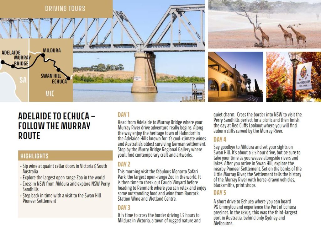 adl to echuca murray route